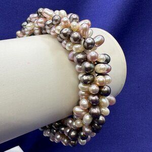 Freshwater Pearl Multi-Color Stretch Cord Bracelet